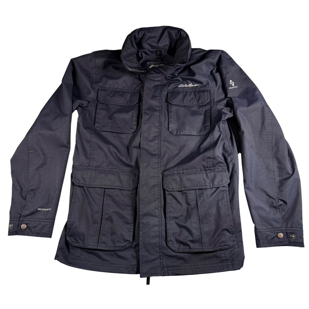 Eddie Bauer Field Jacket Men S Navy Blue Excellent Travex WeatherEdge Utility
